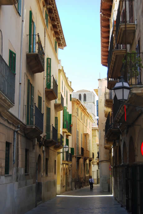 Catalan narrow street in palma de mallorca photo