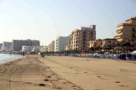 Hotels on a beach in majorca photo